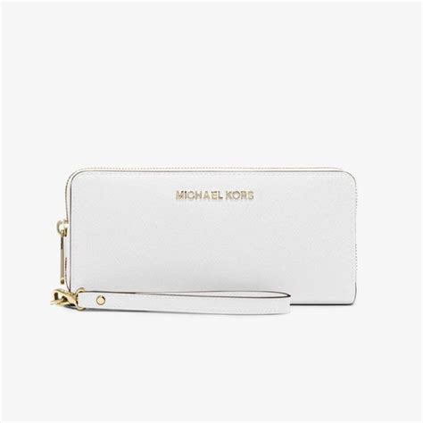 michael kors leather white|Michael Kors leather continental wristlet.